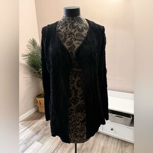 Eileen Fisher Black Textured Cardigan w/ Shawl Collar